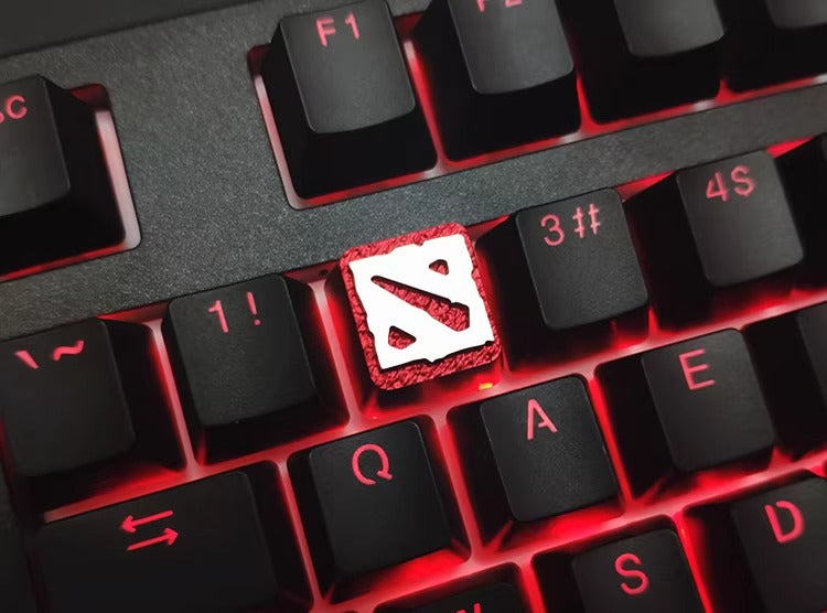 DOTA2 logo. Aluminum alloy CNC processed personalized keycaps, game creative metal decorative keycaps