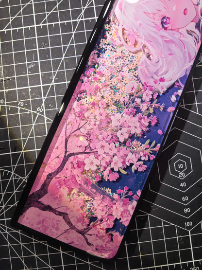 Sakura Tree Under Beautiful Girl Theme, Dynamic Sand Keyboard Palm Rest, Keyboard Peripheral Accessories