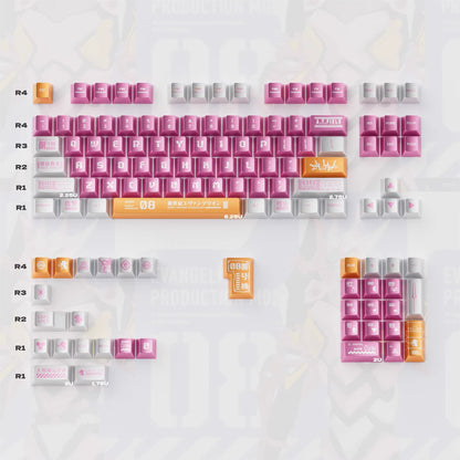 EVA series, mecha themed design, PBT metallic paint material personalized keycap set, anime and game creative design decoration set keycaps