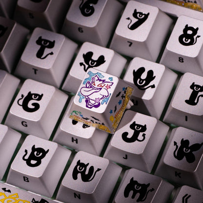Pok é mon series, Gangar themed design, 17 key set, keycaps made of aluminum alloy material CNC integrated precision machining personalized keycaps, mechanical keyboard decorative keycaps
