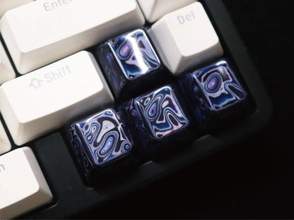 Blue Whirlpool Lacquer, Handcrafted Ceramic Decorative Keycap Paint Craftsmanship Customization Keycap Original Factory Height Keycap