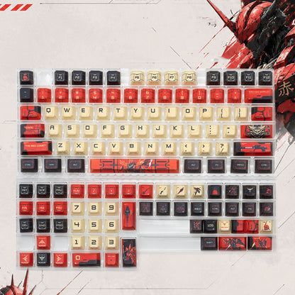 Gundam Theme Series Design Creative Set Keycaps, Light and Shadow Transparent, Folding Transparent Effect personalized keycap set, mechanical keyboard fashionable trend keycap compatible with 61/64/68/75/84/87/104 key mechanical keyboard