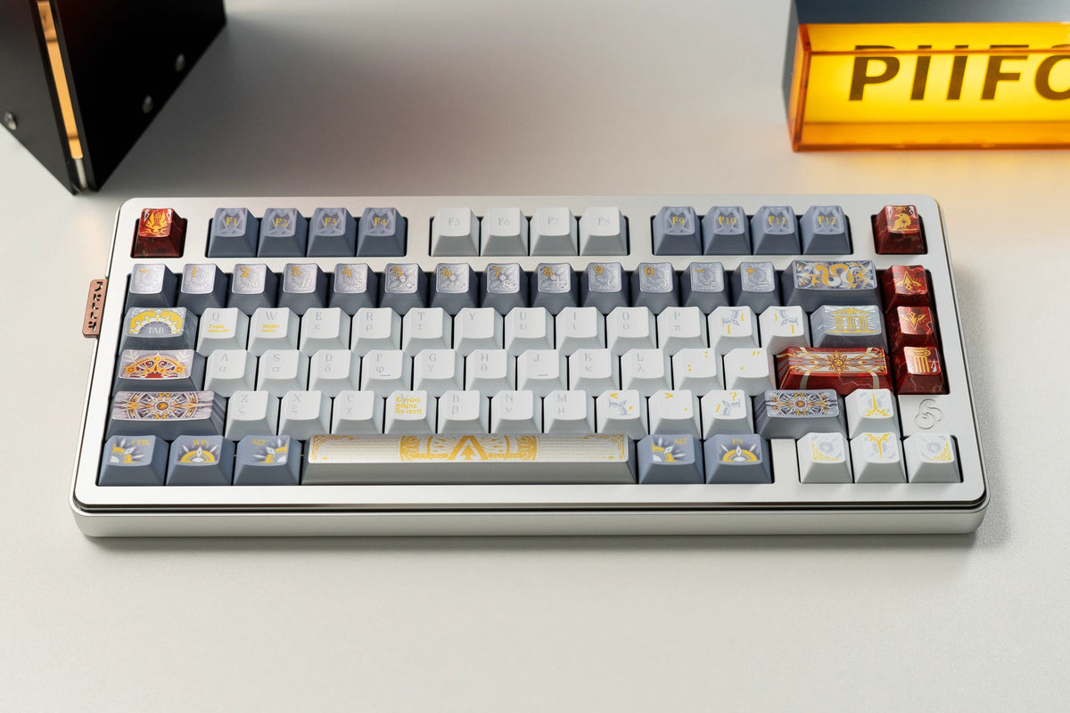 Sun God Apollo, PBT metallic paint texture+ PC material Mechanical Keyboard Replacement Keycap Set, Compatible with 61/64/68/75/84/87/104 Key Mechanical Keyboard Keycap Set
