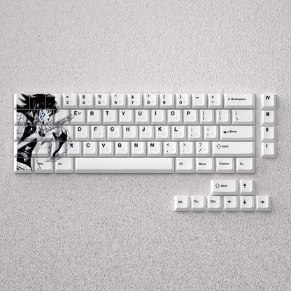 Demon Slayer: Kimetsu no Yaiba series, Tomioka Giyuu theme, original high PBT material compatible MX switch mechanical keyboard, anime game theme set keycaps, mechanical keyboard replacement keycap set