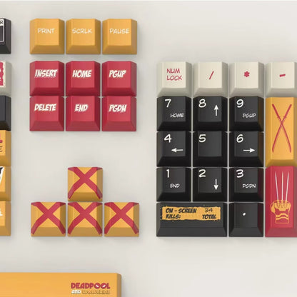 Deadpool&amp;Wolverine theme, 155 keys - Original factory height PBT full five sided thermal sublimation mechanical keyboard decoration keycap set