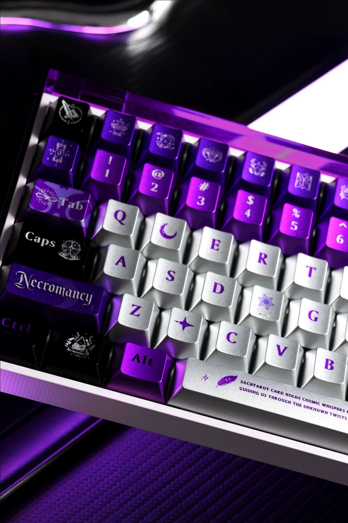 Purple astrological themed personalized keycap set, Metallic paint effect mechanical keyboard replacement keycap set,  creative keycaps set,61/64/68/75/84/87/104 Key Mechanical Keyboard Keycap Set