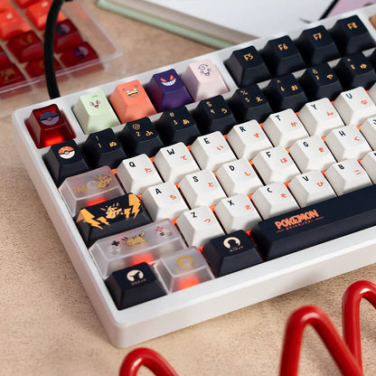 Pikachu themed keycap set, mechanical keycap PBT material material personalized keycap set, Animated cartoon keycaps, compatible with 61/64/68/75/84/87/104 mechanical keyboard replacement keycap