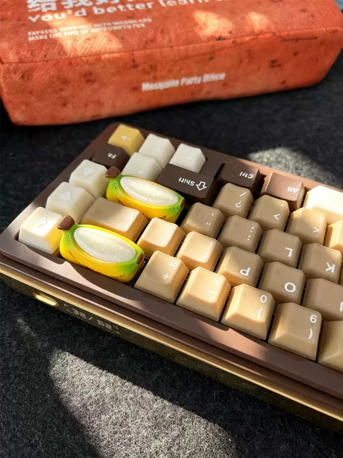 Banana shaped resin personalized keycaps, fruit keycaps, trendy cultural and creative keycaps, mechanical keyboard backspace/enter/caps replacement keycaps, decorative keycaps