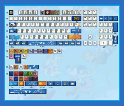 Digimon themed personalized keycap set, PBT material anime game culture peripheral products, mechanical keyboard decoration keycap set