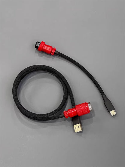 Customized mechanical keyboard manual data cable USB TypeC basic straight weaving aviation plug data link cable