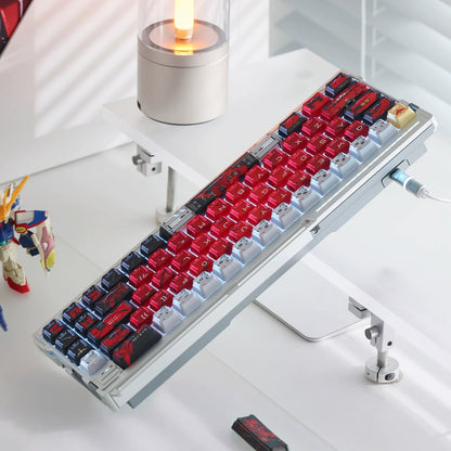 Gundam‌， SAZABI，MSN-04, There are two versions: opaque and semi transparent personalized keycaps, mechanical keyboard replacement keycap set, anime and game cultural and creative keycaps set,61/64/68/75/84/87/104 Key Mechanical Keyboard Keycap Set