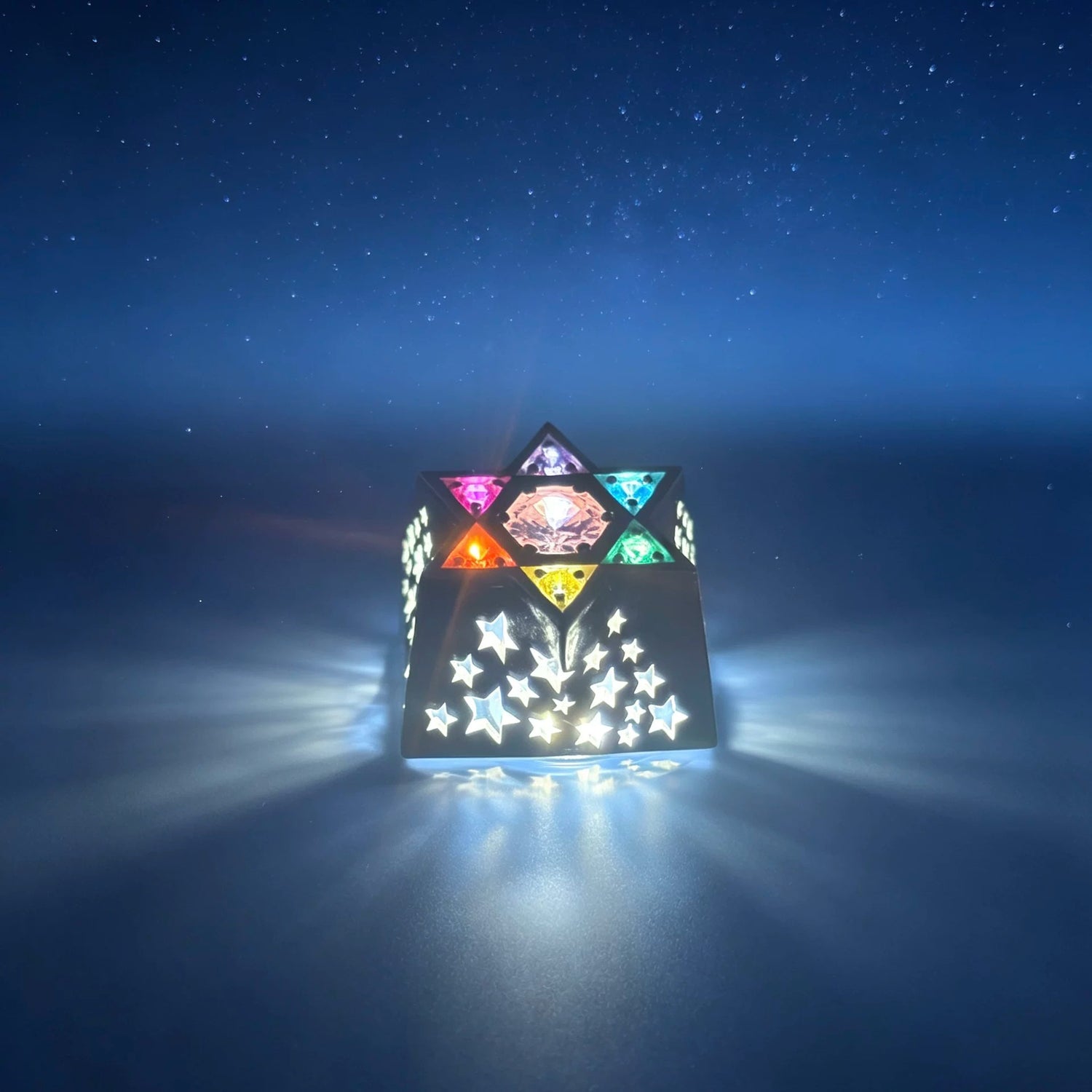 Hexagonal star, multi-color gemstone inlay, 925 sterling silver personalized keycap, hollowed out design mechanical keyboard metal decorative keycap