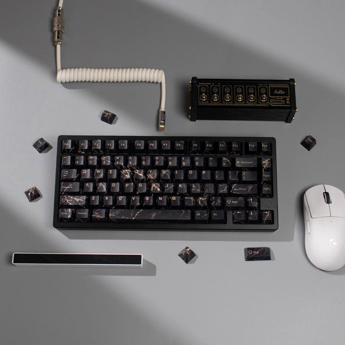 Minimally designed marble patterned keycap set, PBT Material Personalized Keycap Set, Compatible with 61/64/68/75/84/87/104 Key Mechanical Keyboard