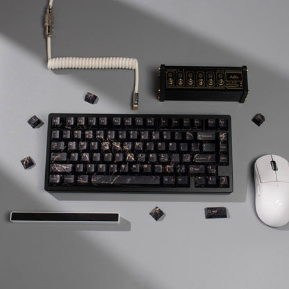 Minimally designed marble patterned keycap set, PBT Material Personalized Keycap Set, Compatible with 61/64/68/75/84/87/104 Key Mechanical Keyboard