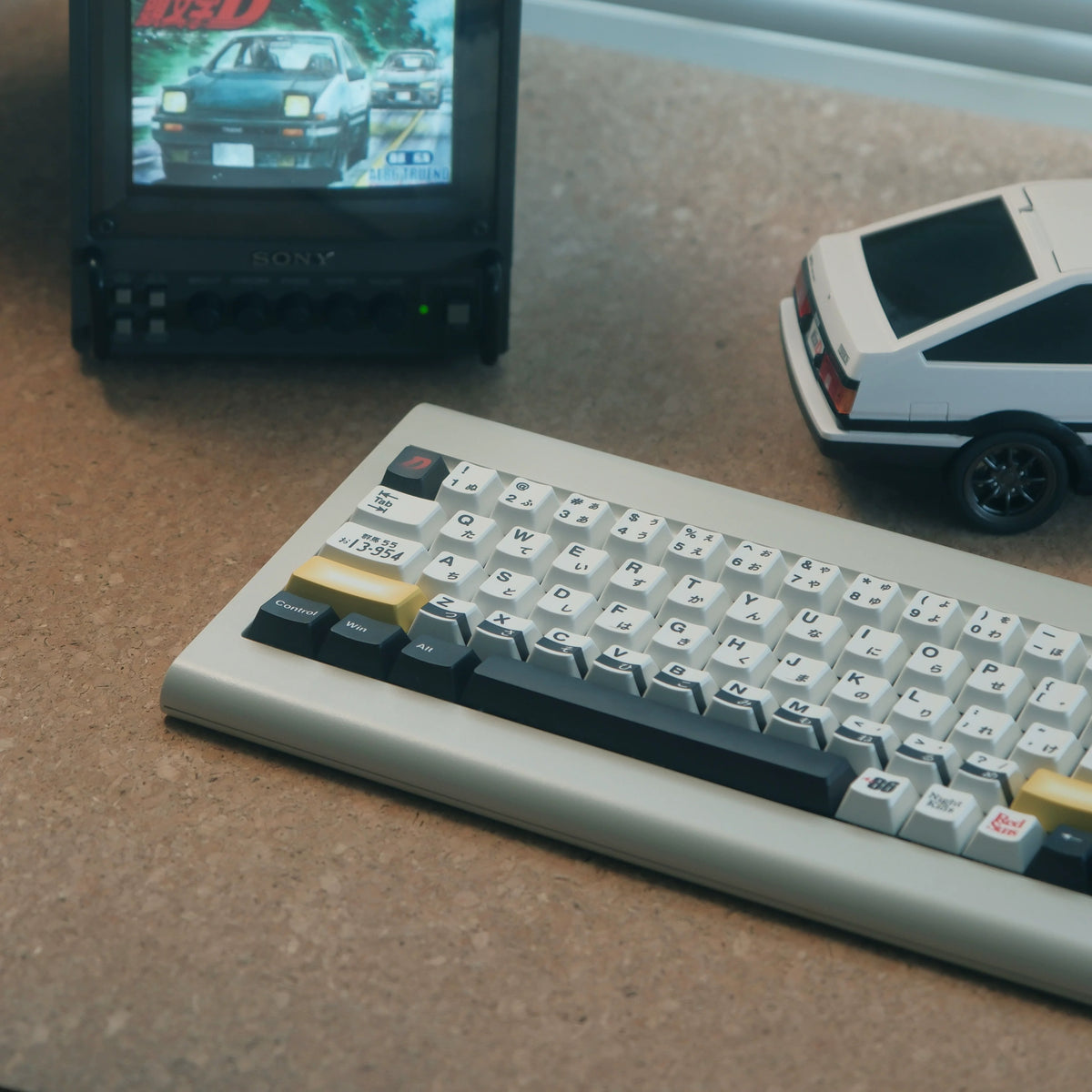 Initial D，AE86，PBT material personalized keycap set, anime keycap culture peripheral mechanical keyboard decoration keycaps， Compatible with 61/64/68/75/84/87/104 key mechanical keyboard keycap set