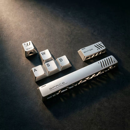 Aluminum alloy hollow design, anodized corrosion-resistant, WASD/directional keys, mechanical keyboard metal replacement set, keyboard decorative keycaps