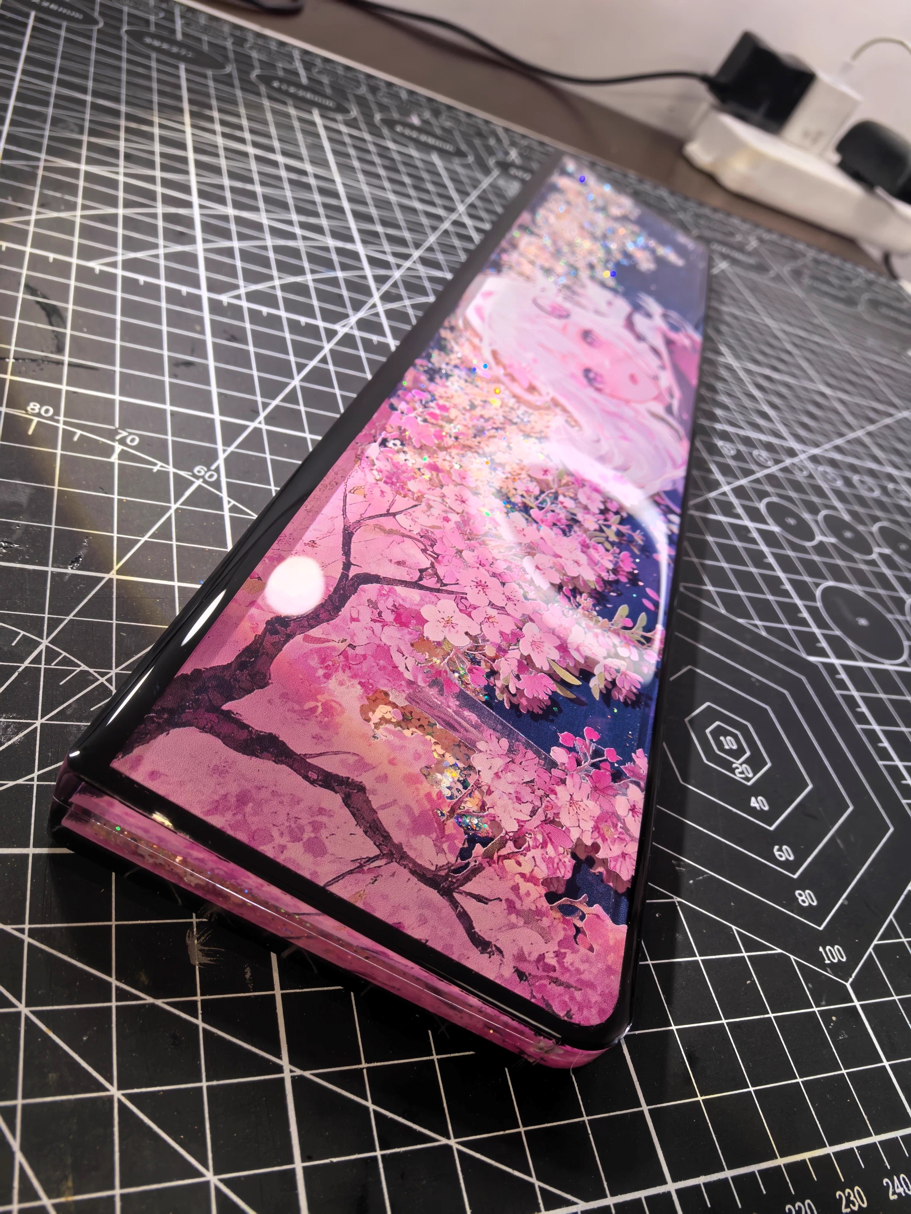 Sakura Tree Under Beautiful Girl Theme, Dynamic Sand Keyboard Palm Rest, Keyboard Peripheral Accessories