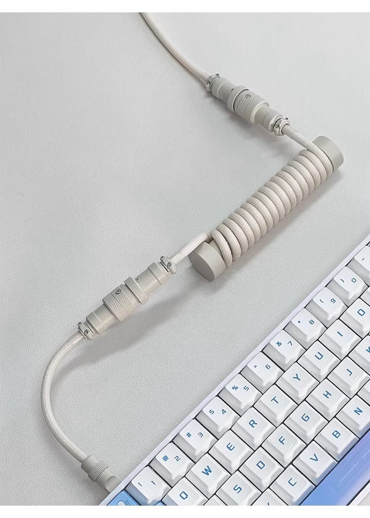 Baby short spiral three-stage aviation plug keyboard data cable supports 8k