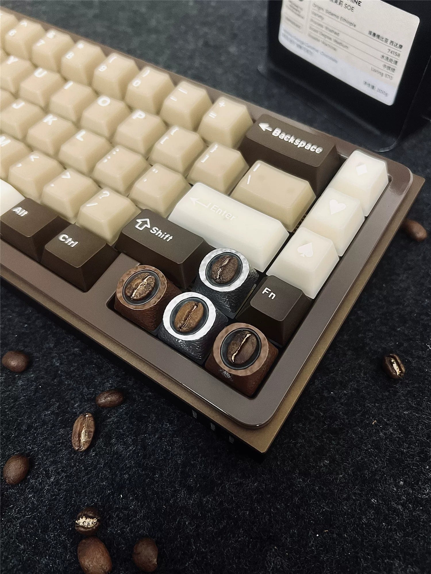 Resin coffee beans, coated with transparent resin coffee beans, creative and personalized keycaps, mechanical keyboard decorative art keycaps