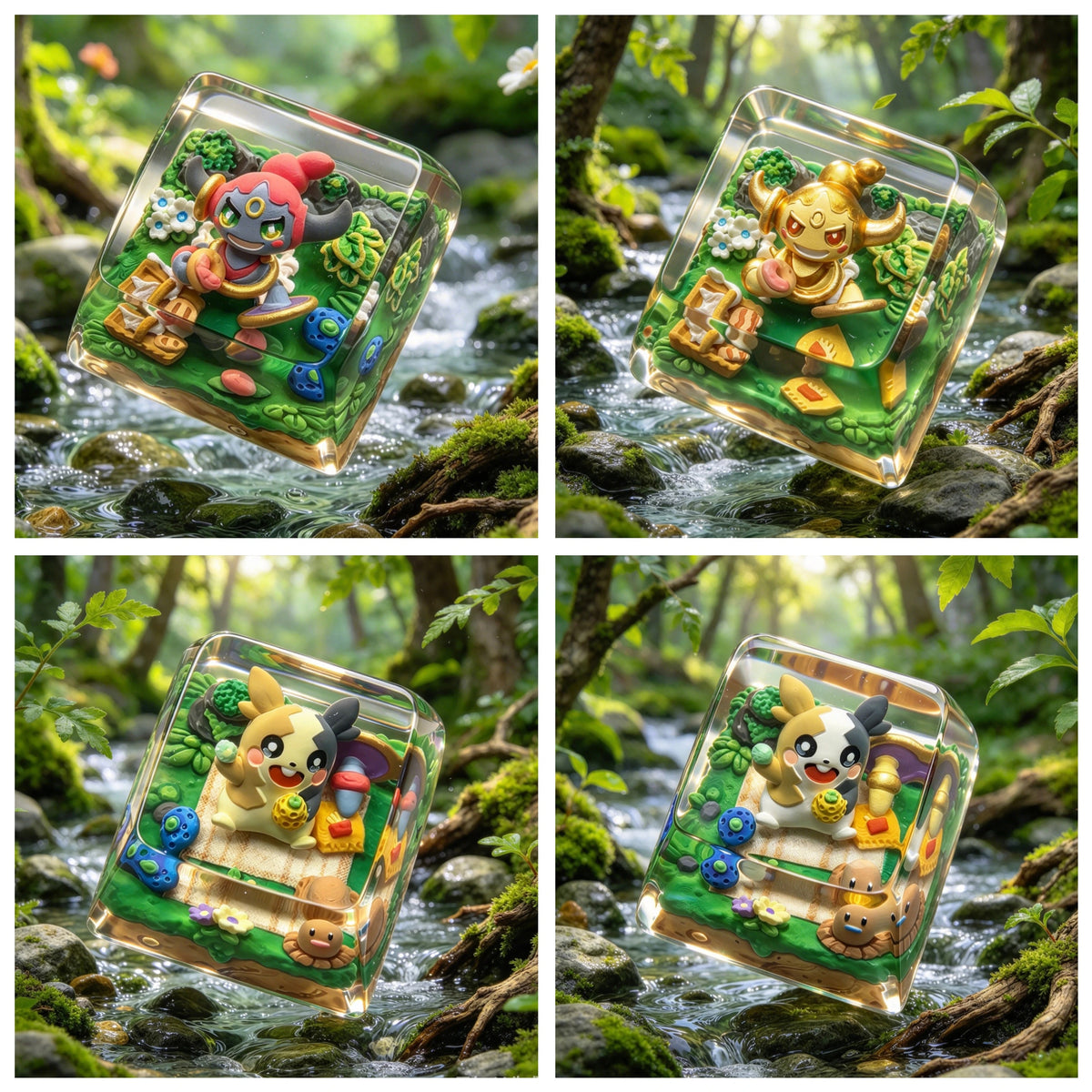 Pok é mon,Hoopa/Morpeko Crystal Resin Personalized Keycaps, Anime Game Culture Creative Resin Keycaps, Mechanical Keyboard Art Decorative Keycaps