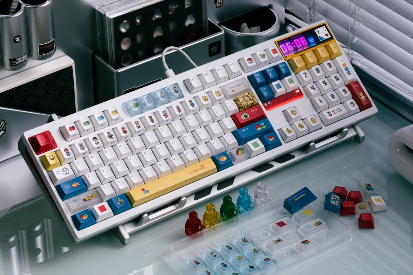 Lego themed design, cartoon cute personalized custom keycap complete set PBT+PC heat sublimation factory height, personalized themed keycap set