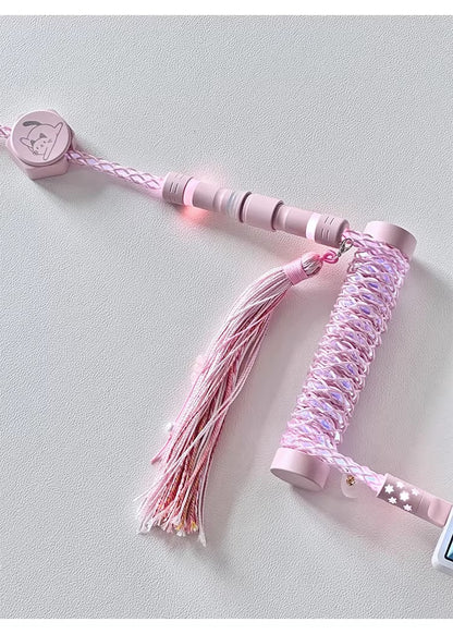 Pink/purple, single crystal copper spiral integral luminous aviation plug, manually customized data cable, keyboard cable