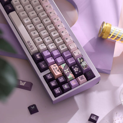 Demon Slayer: Kimetsu no Yaiba series, Kochou Shinobu theme, original high PBT material keycaps, full five sided thermal sublimation process mechanical keyboard custom set keycaps