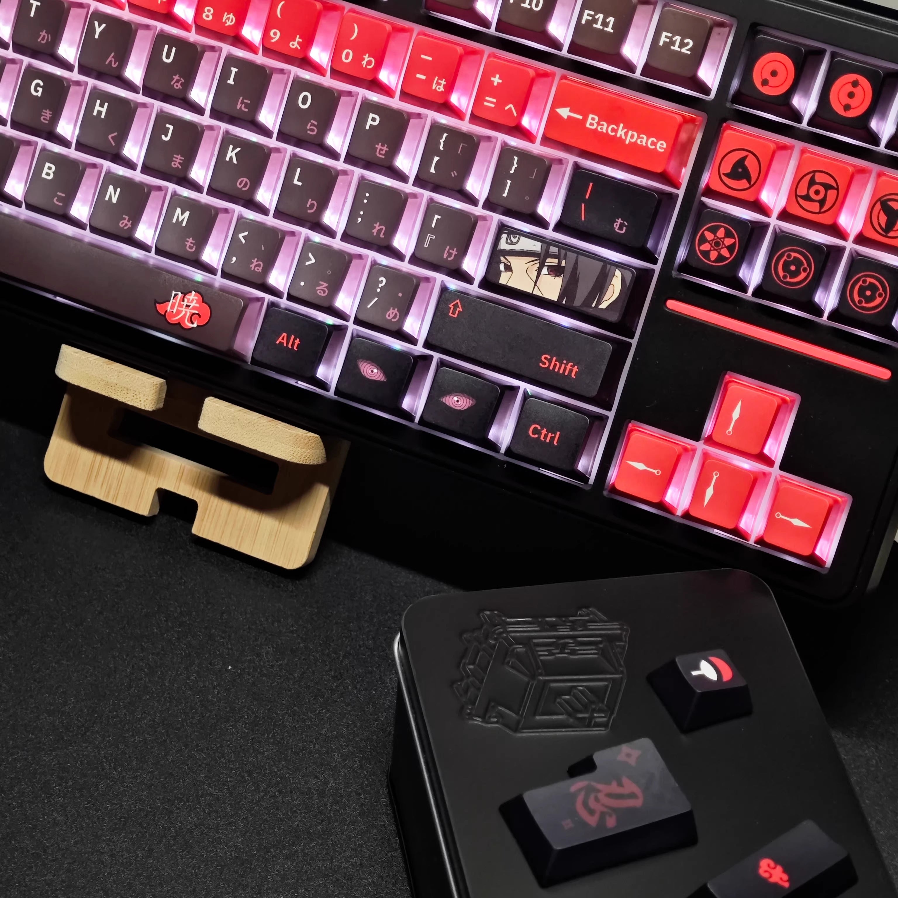 Naruto series, Akatsuki themed keycaps, Uchiha Itachi, Sharingan, PBT+PC material anime culture peripheral decoration keycap set