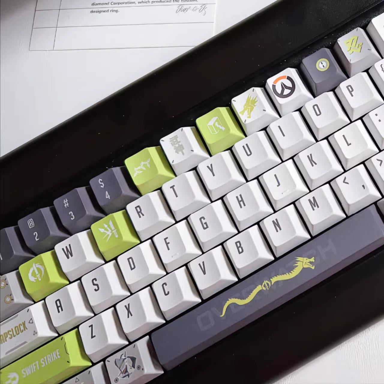 Overwatch series, Genji themed keycaps, PBT material, sublimation technology, animation cartoon decoration keycap set
