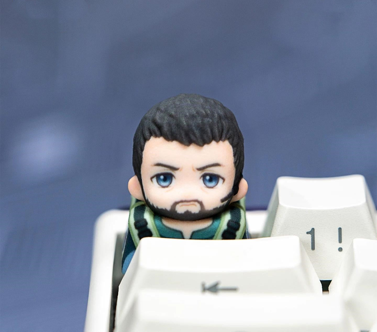 Resident Evil series, doujin character half body design multi-color resin personalized keycaps, anime game culture peripheral products keyboard decoration keycaps