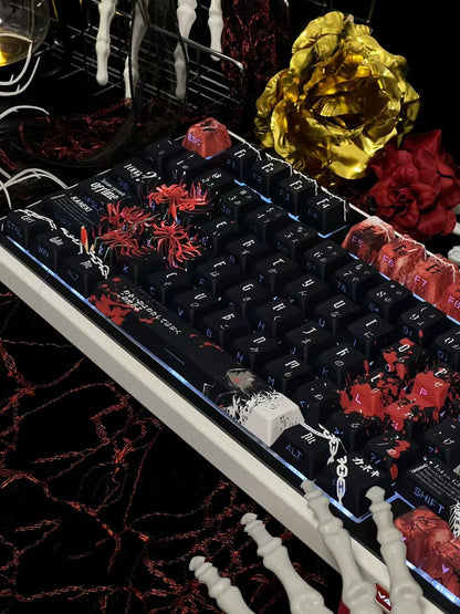 Tokyo Ghoul， PBT material personalized keycap set, anime and games cultural creative decoration keycap set, compatible with 61/64/68/75/84/87/104 mechanical keyboard