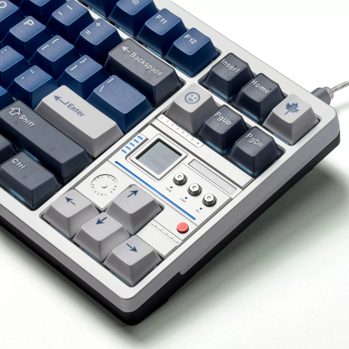 Warrior Blue Grey Half Transparent Full Set Keycap ABS+PC Two Color, Simple Blue Tone, Mechanical Keyboard Replacement Keycap Set, Compatible with 61/64/68/75/84/87/104 Key Mechanical Keyboard Keycap Set
