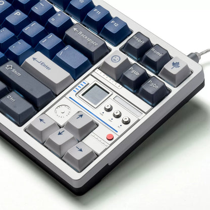 Warrior Blue Grey Half Transparent Full Set Keycap ABS+PC Two Color, Simple Blue Tone, Mechanical Keyboard Replacement Keycap Set, Compatible with 61/64/68/75/84/87/104 Key Mechanical Keyboard Keycap Set