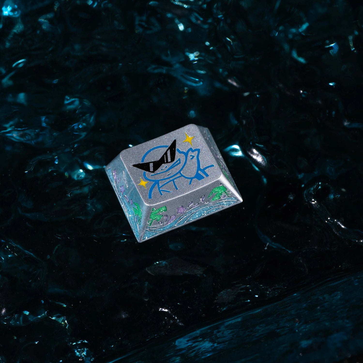 Squirtle Theme, Aluminum Alloy CNC Metal Anode Personalized Keycaps, Enamel Colored Colorful Art Keycaps, Mechanical Keyboard Anime Cartoon Decorative Keycaps