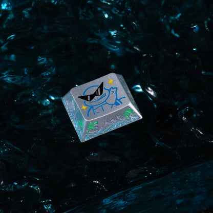 Squirtle Theme, Aluminum Alloy CNC Metal Anode Personalized Keycaps, Enamel Colored Colorful Art Keycaps, Mechanical Keyboard Anime Cartoon Decorative Keycaps
