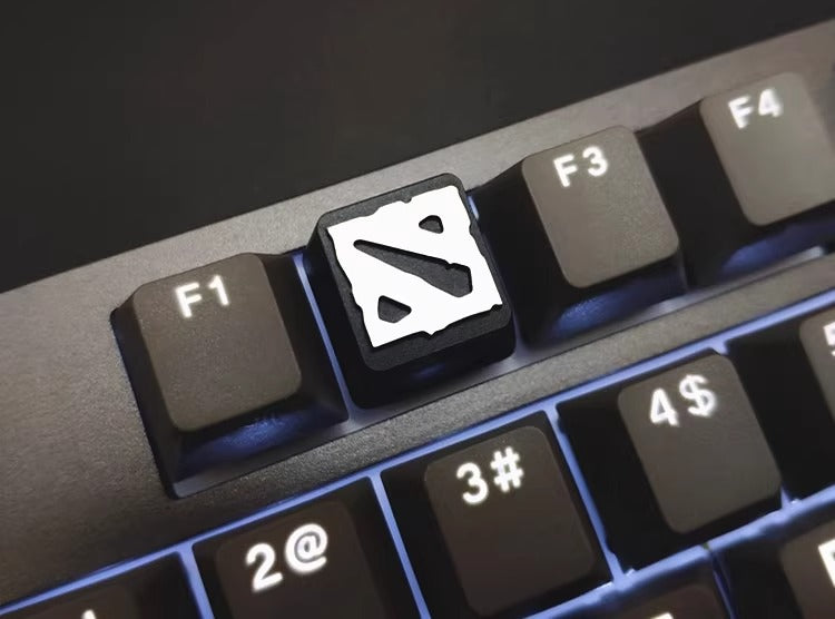 DOTA2 logo. Aluminum alloy CNC processed personalized keycaps, game creative metal decorative keycaps