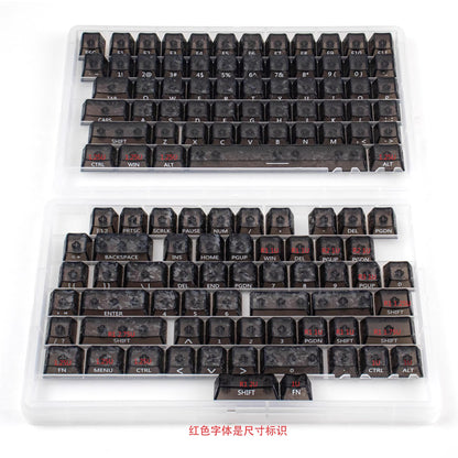 Carbon fiber patterned keycap translucent keycap set, PBT material, heat sublimation process, simple and personalized patterned keycap set, customized decorative keycap set