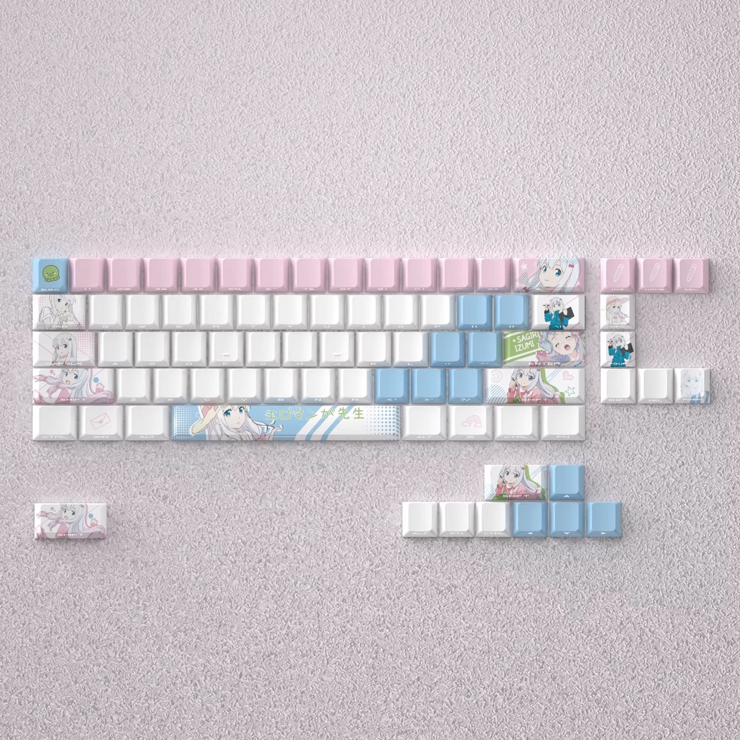 Eromanga Sensei series, Izumi Sagiri theme, original high PBT material compatible MX switch mechanical keyboard, anime game theme set keycaps, mechanical keyboard replacement keycap set