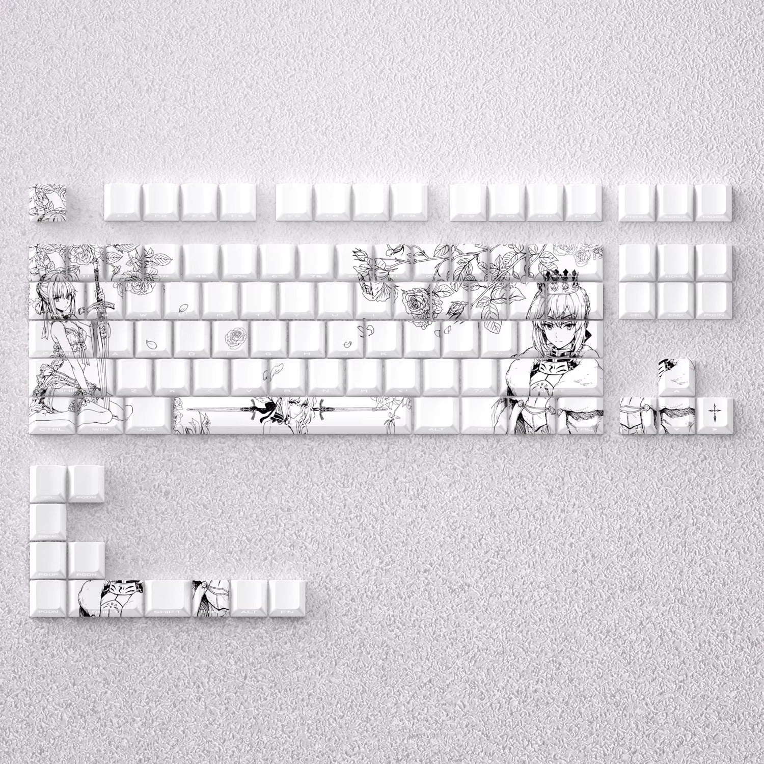 Fate/stay night series, Altria Pendragon/saber theme, original high PBT material compatible MX switch mechanical keyboard, anime and game theme keycap set, mechanical keyboard replacement keycap set