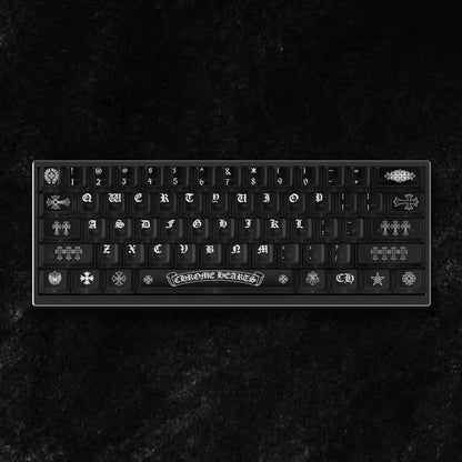 Chrome Hearts Crystal Jelly Keycaps, PC High Transparency Keycaps Transparent Theme Mechanical Keyboard Specific Keycaps, Fashion Trend Personalized Keycap Set
