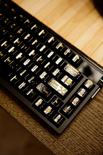 Pixel game theme original design retro arcade game personalized keycap set metal keycap glossy black electroplating, electroplating coating compatible with ROG Extreme ASUS estore/Angry Miao/Razer