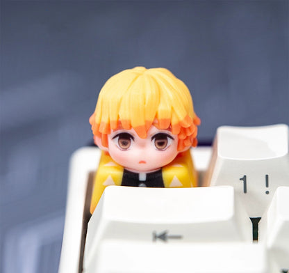 Demon Slayer theme secondary design, 3 D printing, not corroded or faded, three-dimensional modeling, anime, gaming, cultural creativity, personalized keycaps, mechanical keyboard decoration keycaps