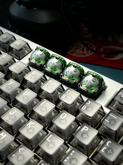 Skeleton Space Man Machine Gun Soldier Personalized Keycaps, Original Design Resin Material Mechanical Keyboard Decorative Keycaps, Cartoon Art Keycaps