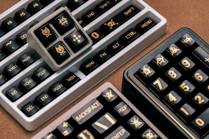 Black gold large font minimalist design, custom set personalized keycap series，PBT material, Original factory height, compatible with 61/64/68/75/84/87/104 mechanical keyboard keycap set