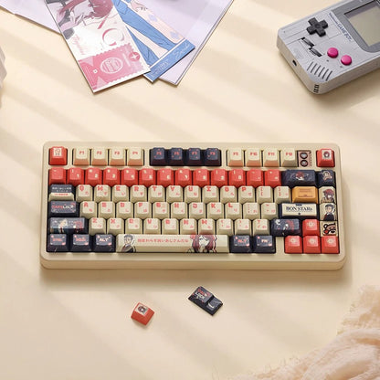 Smoking Behind the Supermarket with You，PBT material Original Factory Height,  mechanical keyboard replacement keycap set, Compatible with 61/64/68/75/84/87/104 Key Mechanical Keyboard Keycap Set