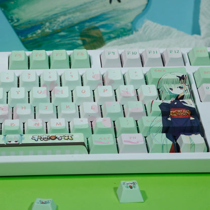 Senren*Banka，Murasame‌， PBT material personalized keycap set, anime keycap culture peripheral mechanical keyboard decoration keycaps， Compatible with 61/64/68/75/84/87/104 key mechanical keyboard keycap set