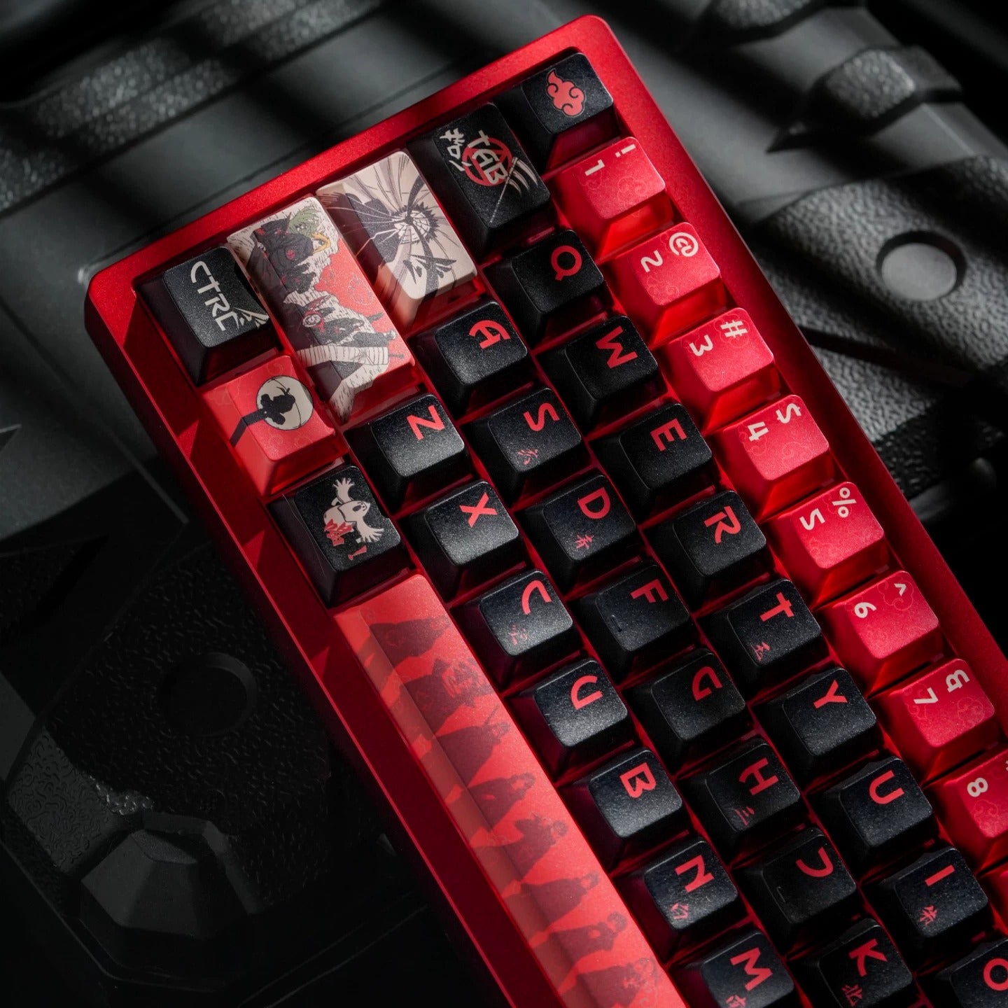 Naruto series, Akatsuki themed keycaps， PBT material personalized keycap set, anime and games cultural creative decoration keycap set, compatible with 61/64/68/75/84/87/104 mechanical keyboard