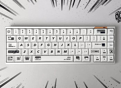 Dangerous 404 Theme Design PBT material personalized keycaps, mechanical keyboard replacement keycap set, minimalist pattern and line creative keycap set, Compatible with 61/64/68/75/84/87/104 Key Mechanical Keyboard Keycap Set