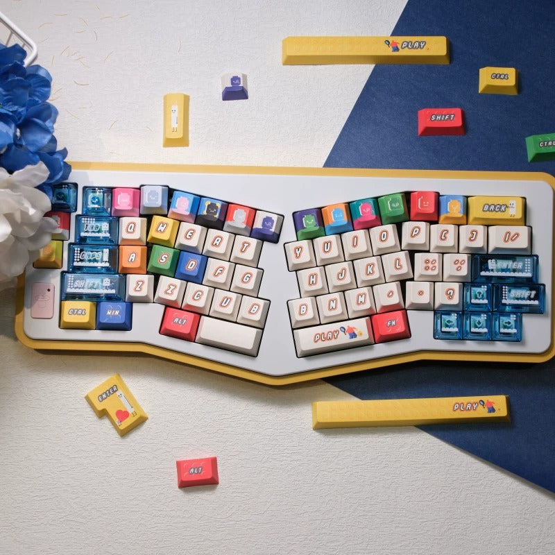 Colorful LEGO Theme Set keycaps， PBT+PC material personalized keycap set, anime and games cultural creative decoration keycap set, compatible with 61/64/68/75/84/87/104 mechanical keyboard