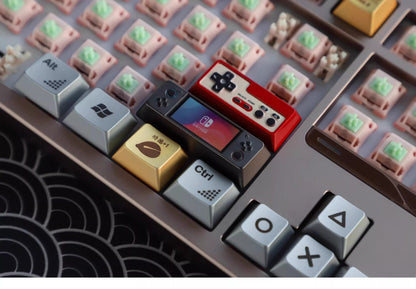 Metal die-cast, 2.25U red and white FC game console controller, mechanical keyboard cap, anodized metal keycap